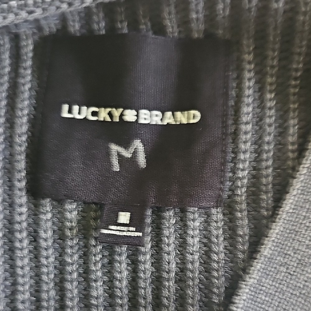 Lucky Brand Men's Charcoal Cable Knit Cardigan - Picture 4 of 6